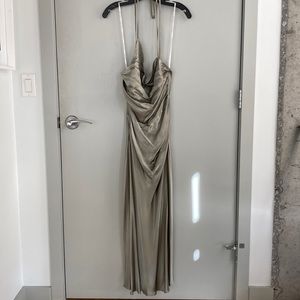 Shona Joy Asymmetrical Bias Cowl Dress, Size 4 (AUS 8), Sage, New With Tags